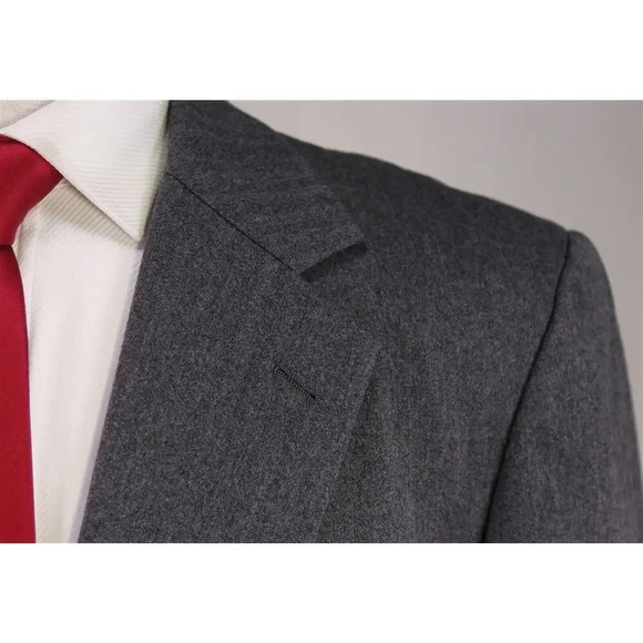 Albert Lam Bespoke Master Tailor Gray Herringbone Flannel Wool 2-Btn Suit 42R - Picture 4 of 9